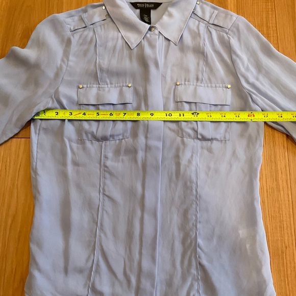 White House Black Market Light Blue Silk Blouse, Size 4 - Picture 8 of 8